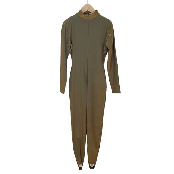 Vintage The Limited Gold Bronze Metallic Long Sleeve One Piece Cat Suit Size XS - Picture 2 of 8